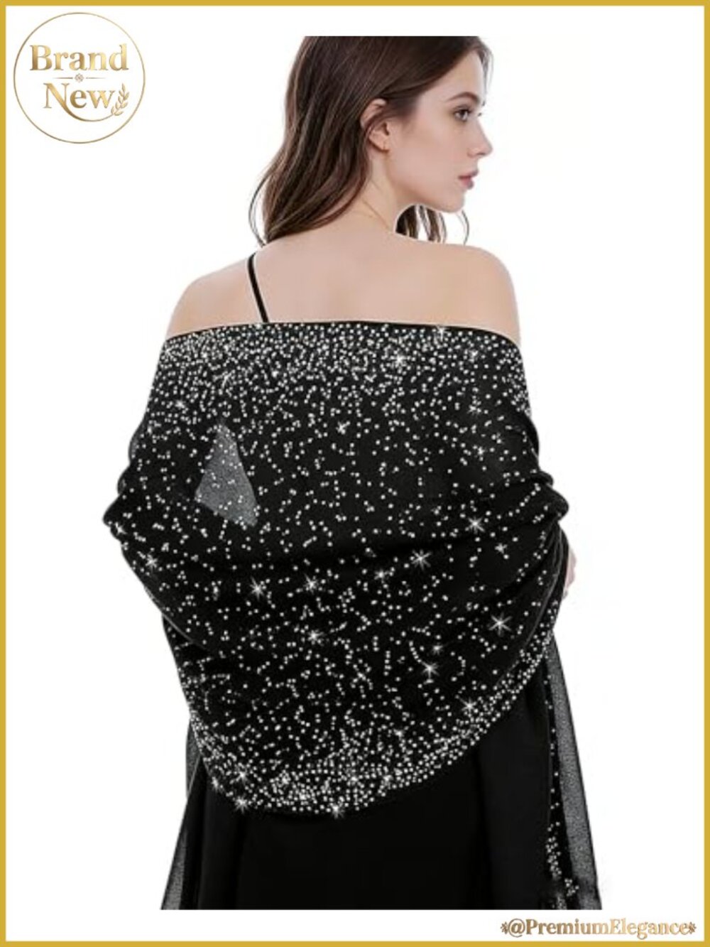 Chiffon Shawl Wrap with Rhinestones for Evening Dresses